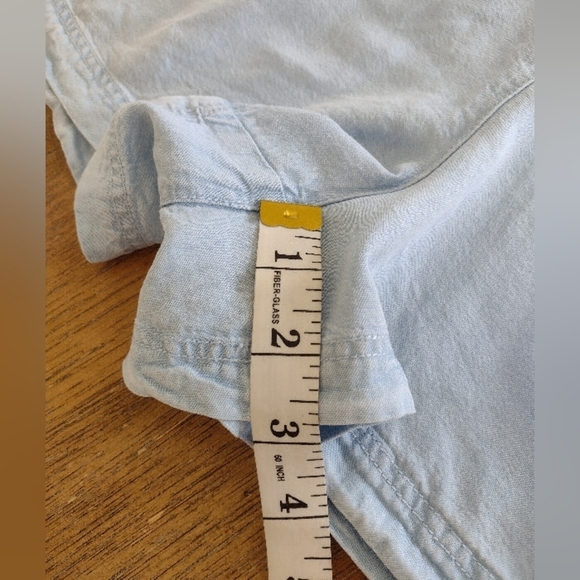 Laundry Chambray Romper Shorts Button Down Belted by Shelli Segal Size Small - Picture 10 of 15